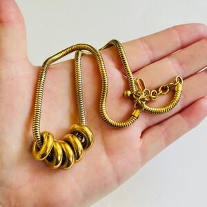 Monet Signed Necklace VTG Collar Gold tone Designer MCM rope chain high end 60s